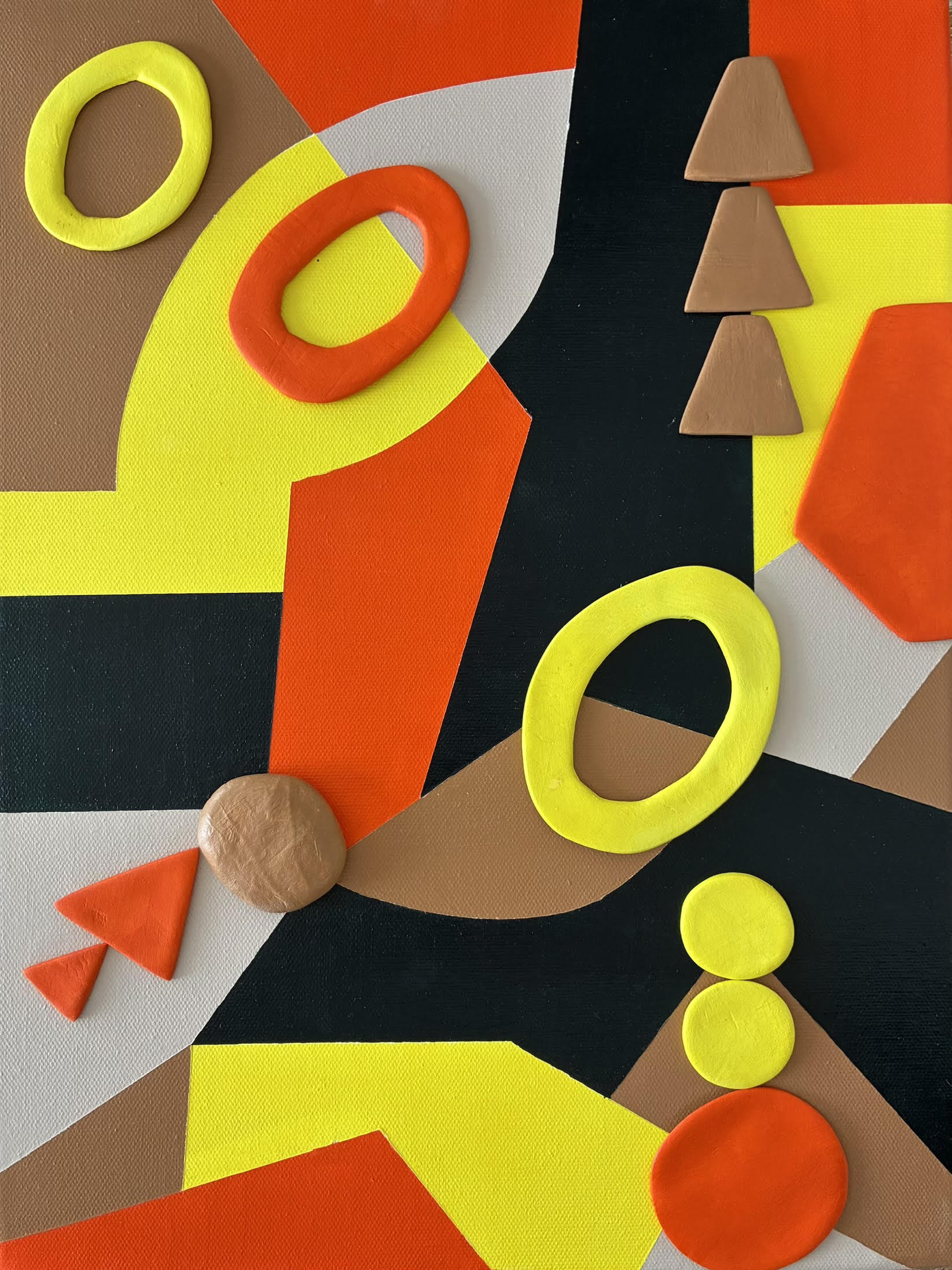 Golden Mile — acrylic and clay on canvas by Ivonne Coccaglio