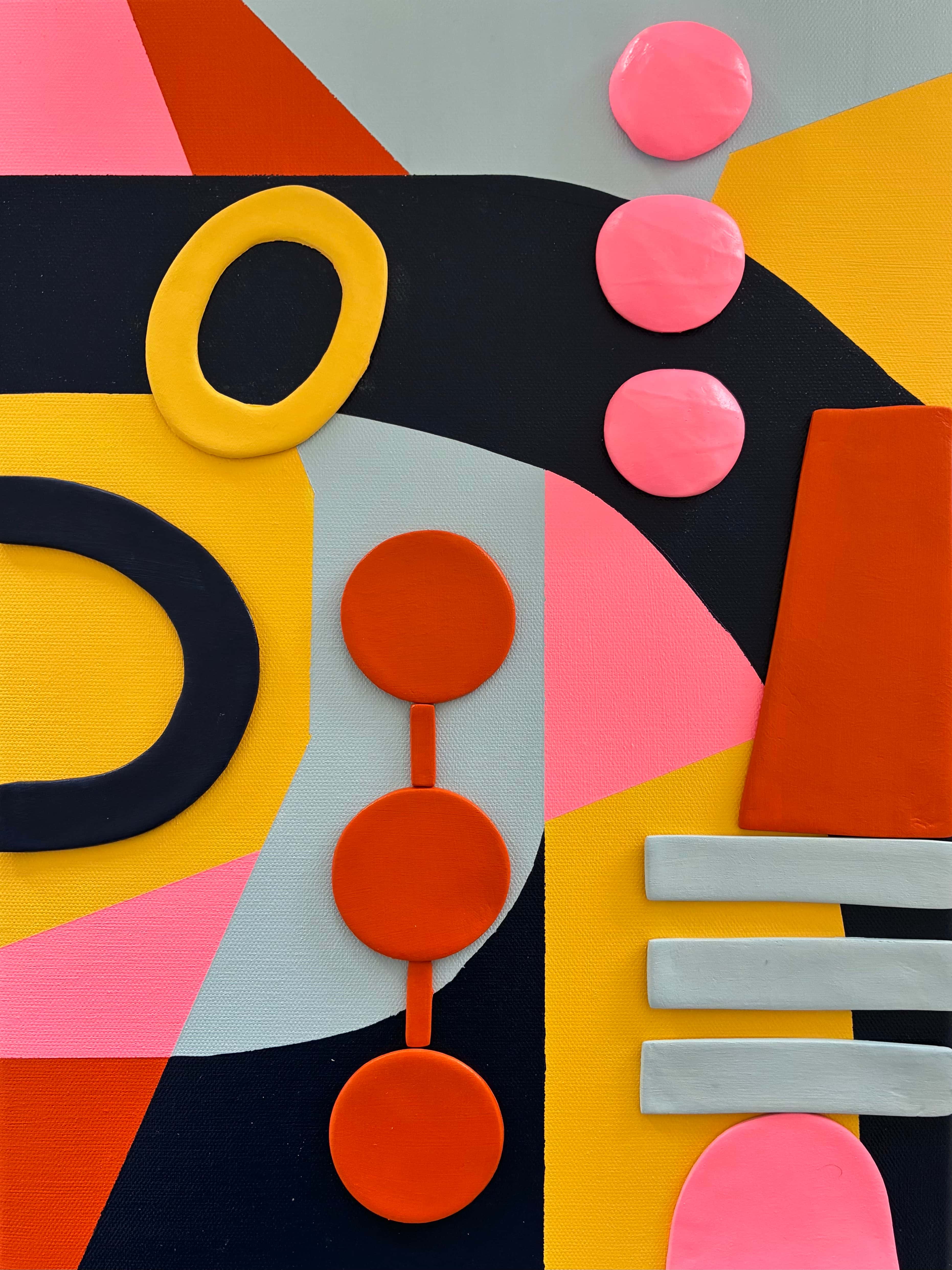 Night Shift — acrylic and clay on canvas by Ivonne Coccaglio