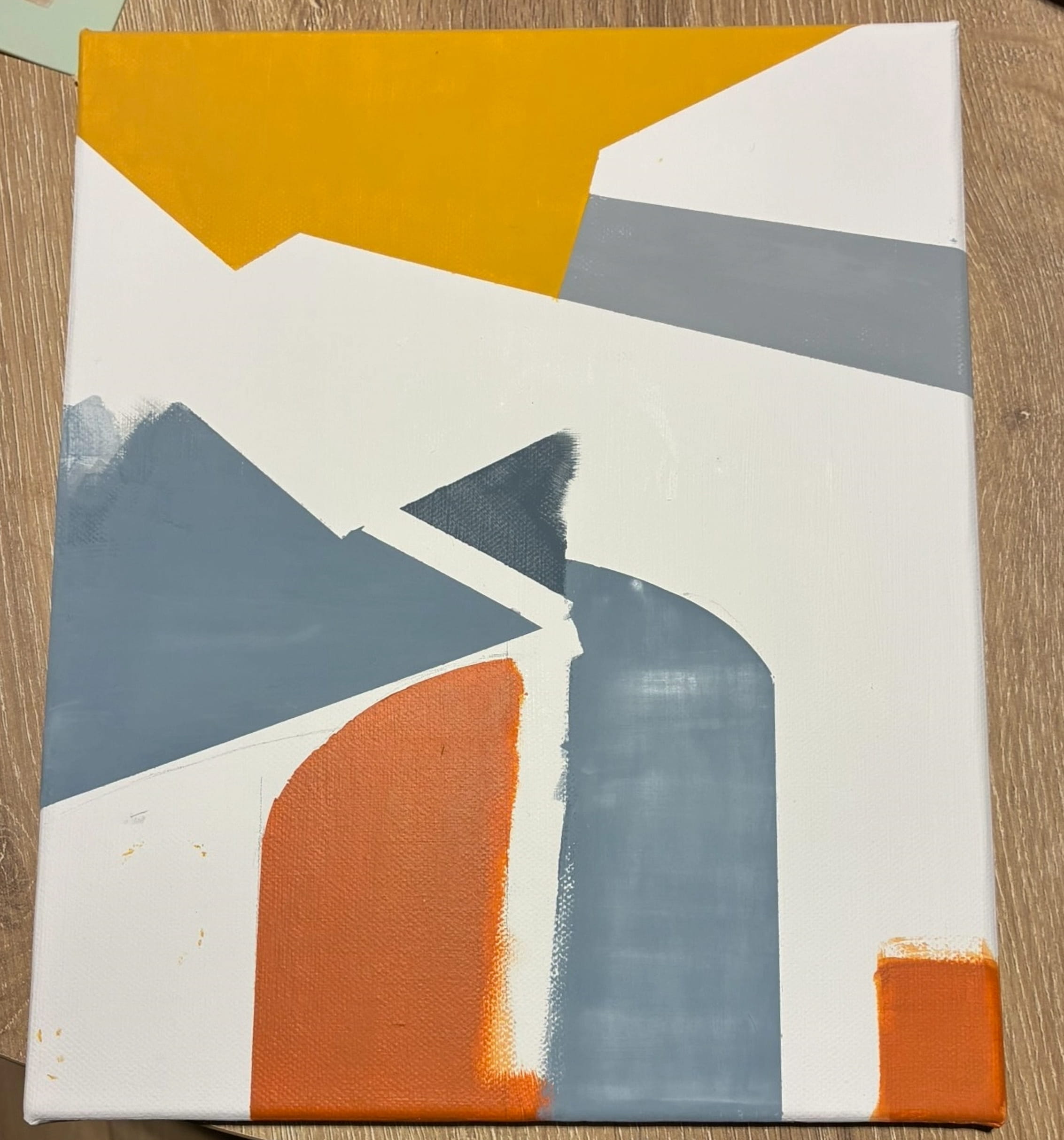 Ivonne Coccaglio art studio process — mixed media and clay on canvas