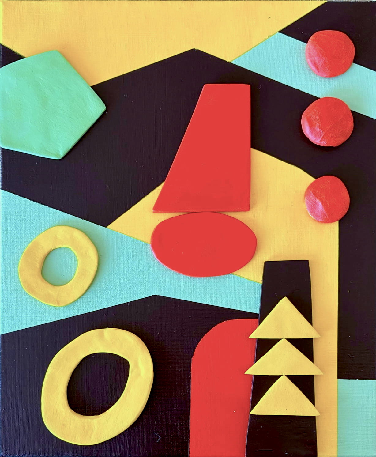 Rush Hour — acrylic and clay on canvas by Ivonne Coccaglio