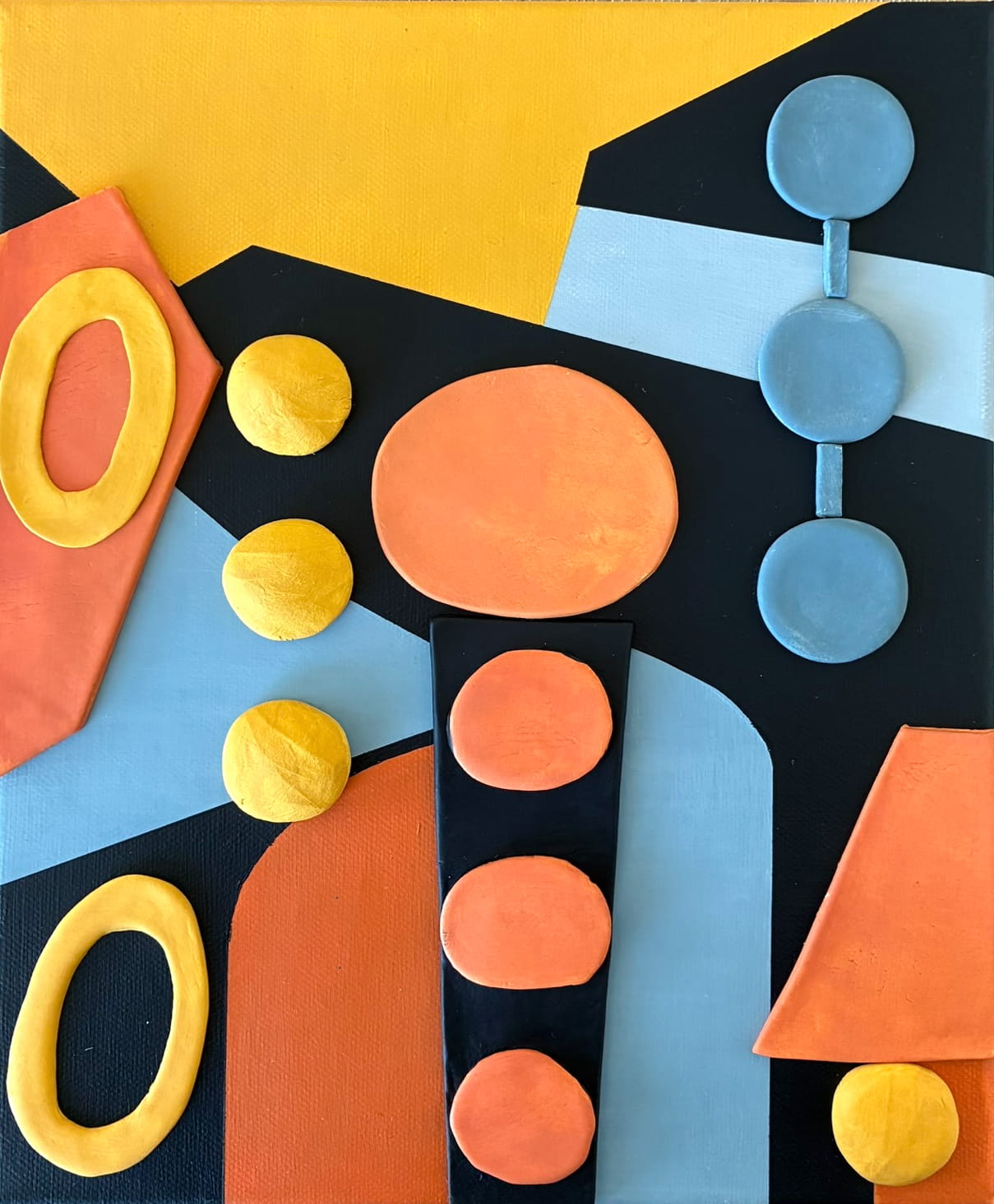 Sunset District — acrylic and clay on canvas by Ivonne Coccaglio