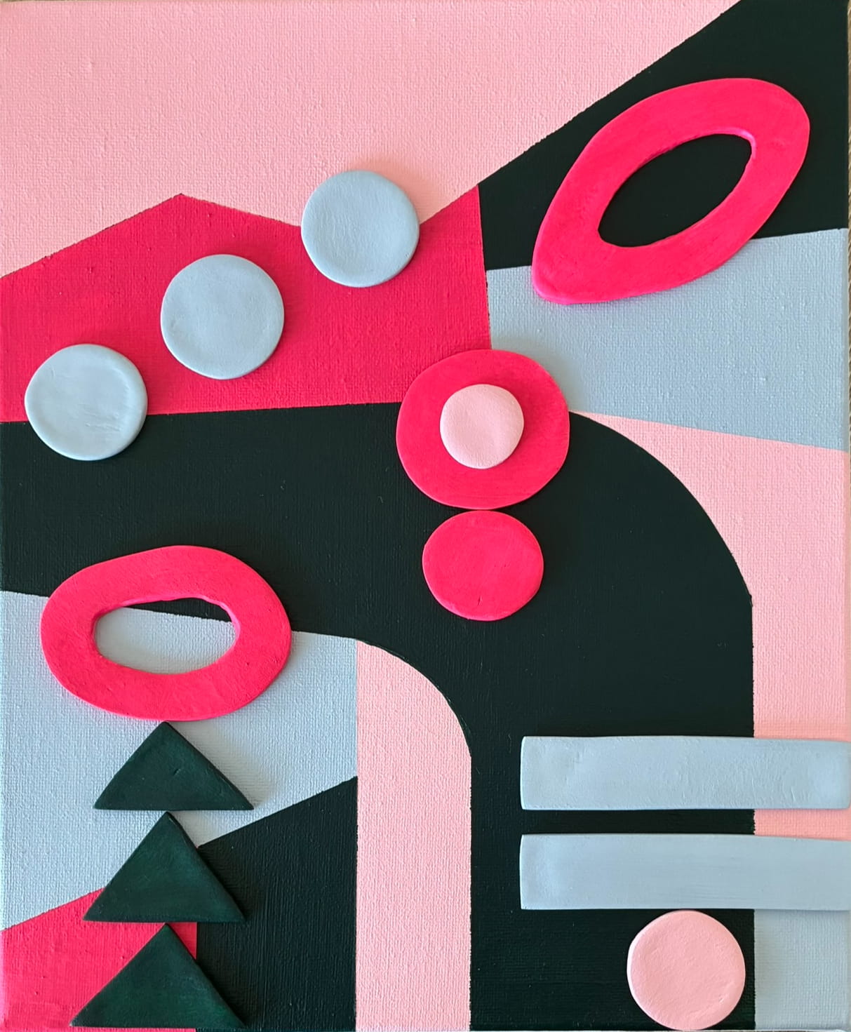 Urban Bloom — acrylic and clay on canvas by Ivonne Coccaglio